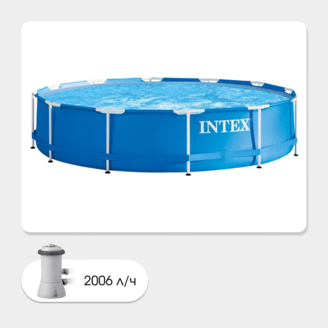 Каркасный бассейн Intex Metal Frame 366х76 (56996/28212)+ фильтр 2куба/ч - фото