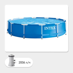 Каркасный бассейн Intex Metal Frame 366х76 (56996/28212)+ фильтр 2куба/ч - фото